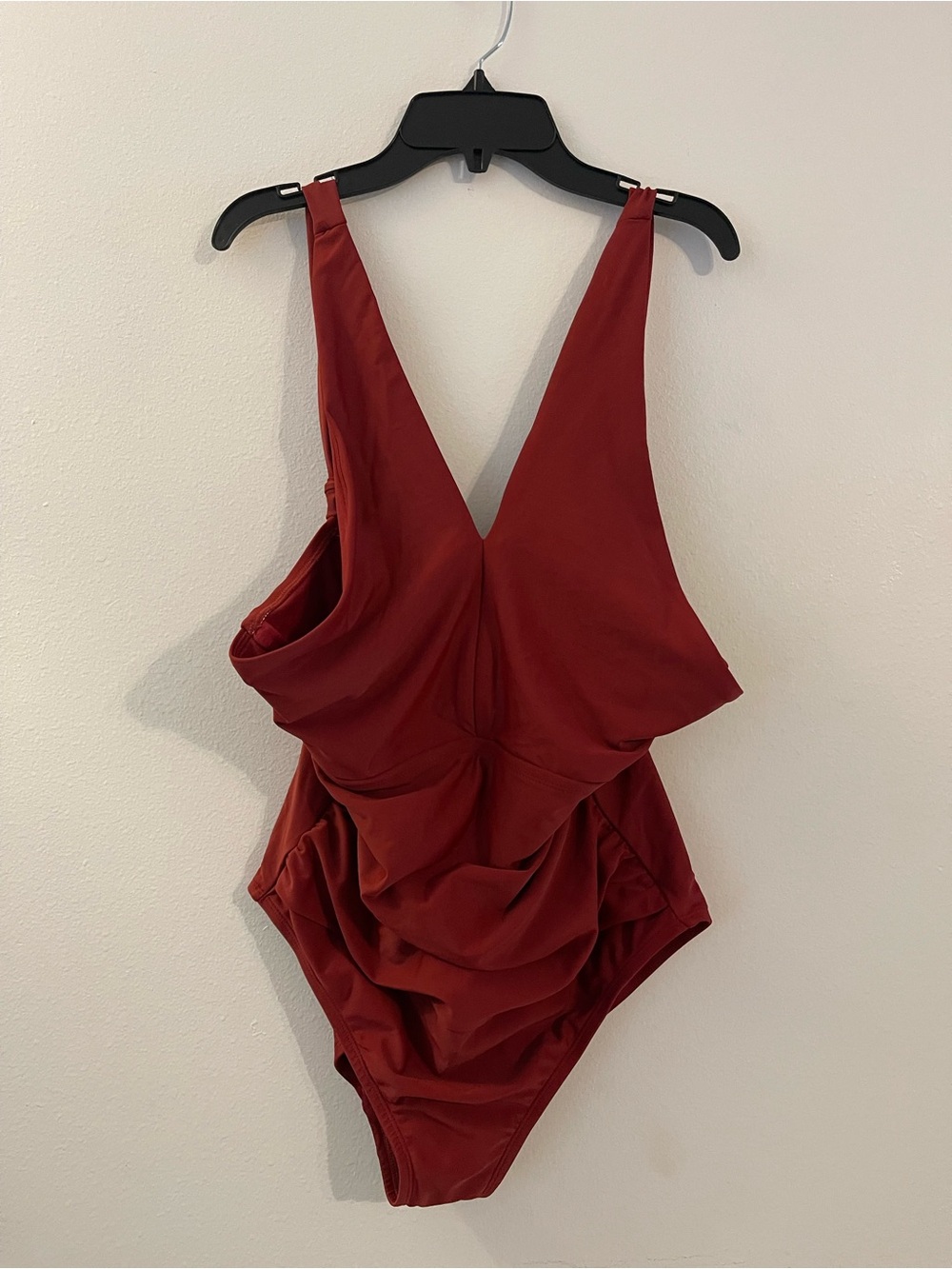 Kona Sol Deep Red One-Piece Swimsuit with V-Back